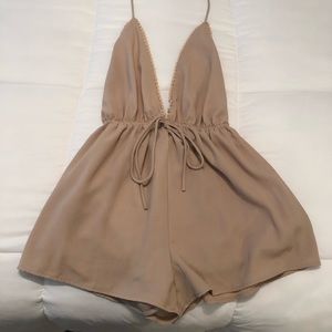Deep V backless romper
